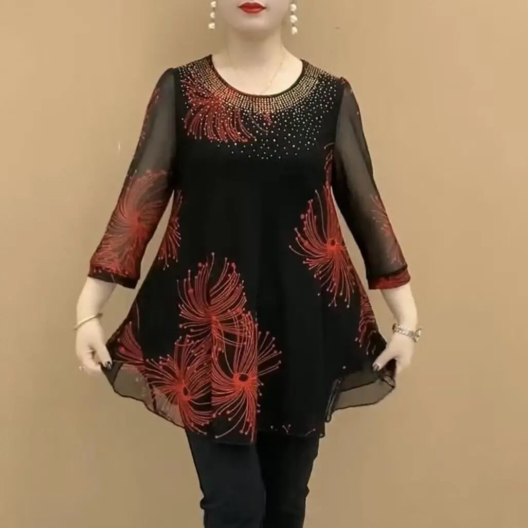 【50% ZNIŻKI】【M-4XL】2024 Wygodna koszula z szyfonu, haftowana modnymi kwiatami