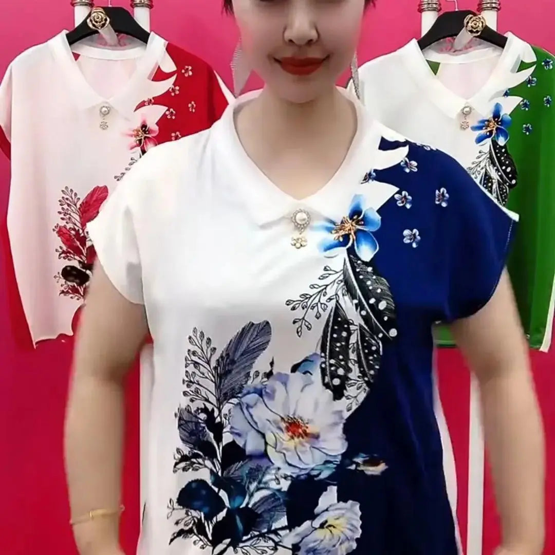【Kup 1, otrzymaj 1 gratis】【M-4XL】Damska koszula z haftowanymi kwiatami z szyfonu 2024 Nowa moda