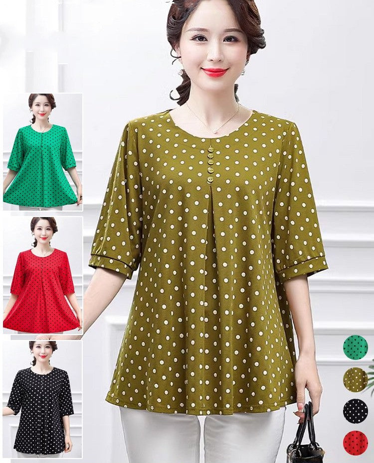 【Limitowana wyprzedaż】【L-5XL】Damski top z kołnierzykiem w groszki