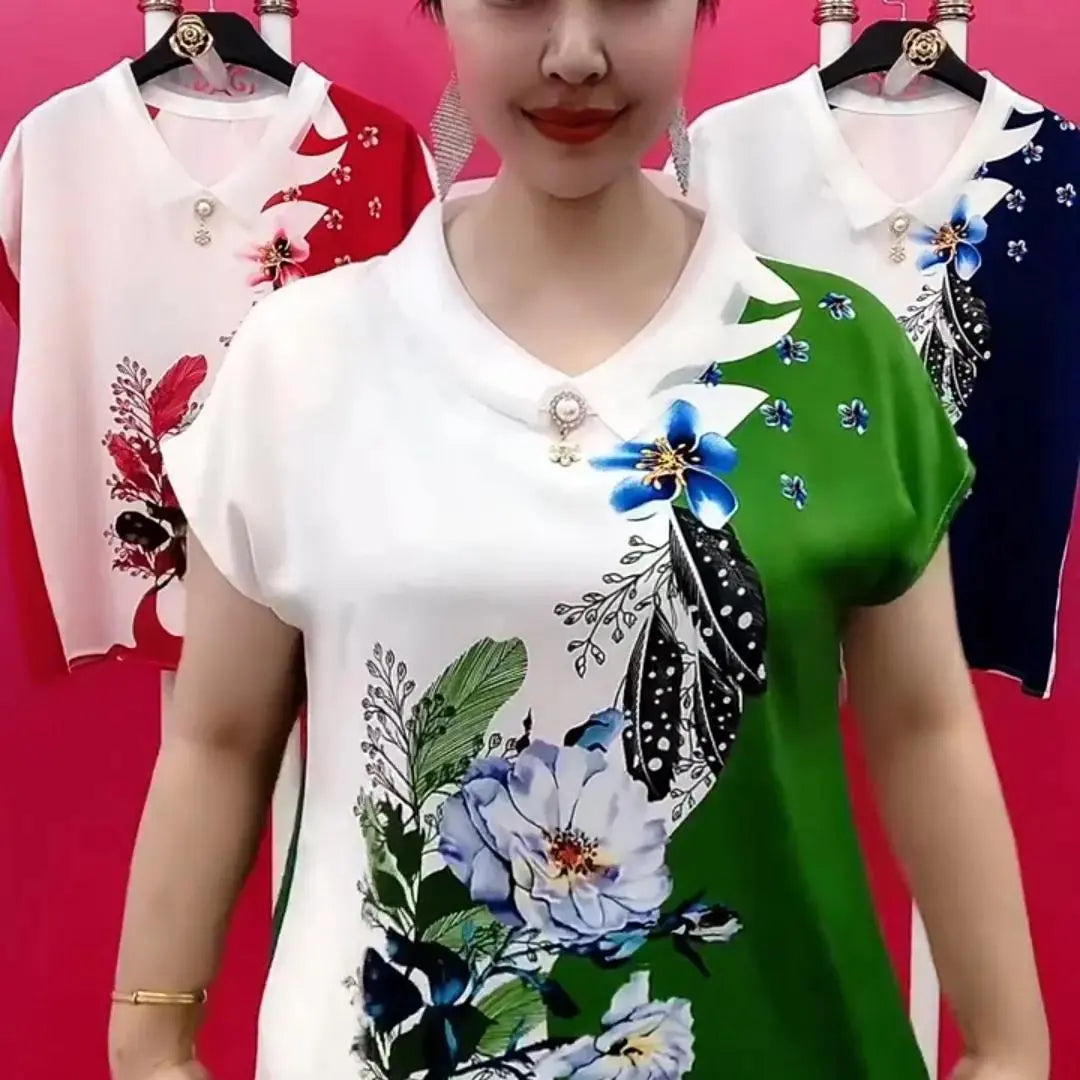 【Kup 1, otrzymaj 1 gratis】【M-4XL】Damska koszula z haftowanymi kwiatami z szyfonu 2024 Nowa moda