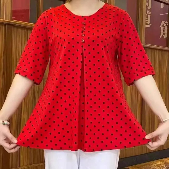 【Limitowana wyprzedaż】【L-5XL】Damski top z kołnierzykiem w groszki