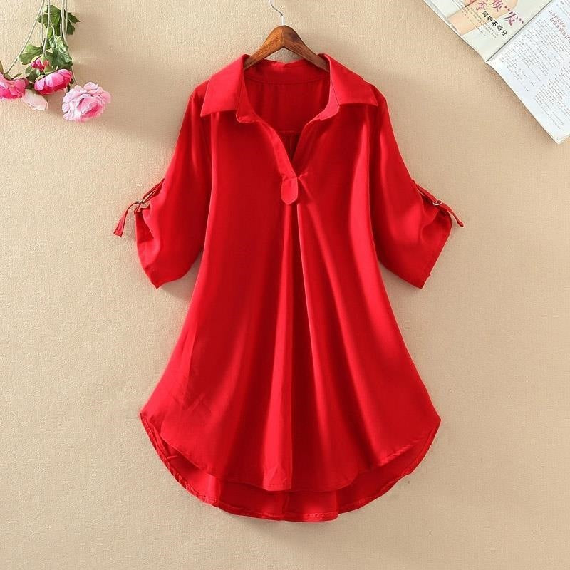 🔥【70% ZNIŻKI】【Kup 1, a 2 dostaniesz gratis】【M-4XL】2024 Damska luźna koszula w jednolitym kolorze w dużych rozmiarach