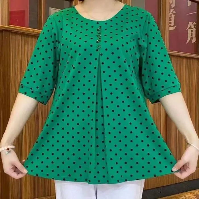 【Limitowana wyprzedaż】【L-5XL】Damski top z kołnierzykiem w groszki