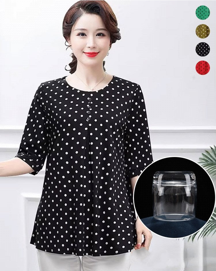 【Limitowana wyprzedaż】【L-5XL】Damski top z kołnierzykiem w groszki