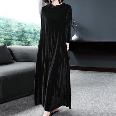 【M-4XL】Elegancka, złota aksamitna sukienka emanująca eleganckim urokiem od wewnątrz!