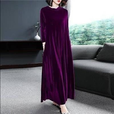 【M-4XL】Elegancka, złota aksamitna sukienka emanująca eleganckim urokiem od wewnątrz!