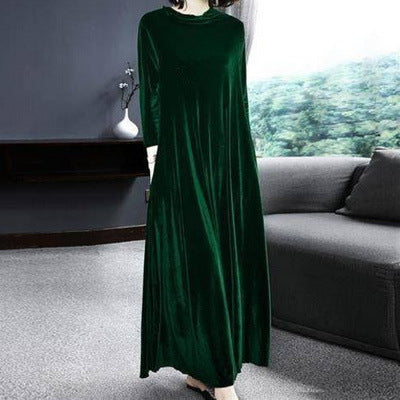 【M-4XL】Elegancka, złota aksamitna sukienka emanująca eleganckim urokiem od wewnątrz!