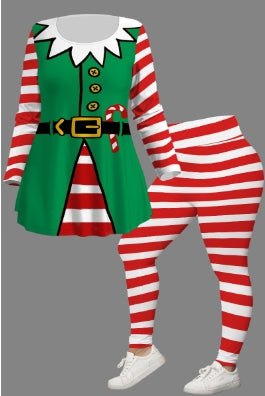 [L-5XL]Bożonarodzeniowy kreatywny 3D cyfrowy druk swobodny luźny okrągły dekolt damski garnitur