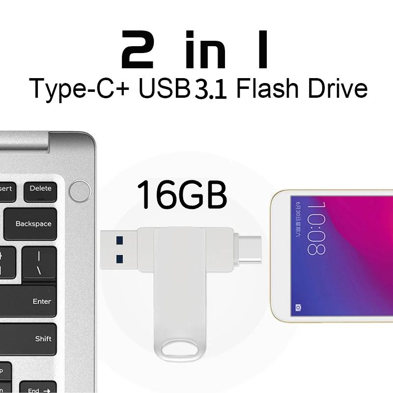 [Kup 1, a dostaniesz 2] 16 GB dysk flash (USB3.1+Typ-c) do telefonów komórkowych i komputerów 