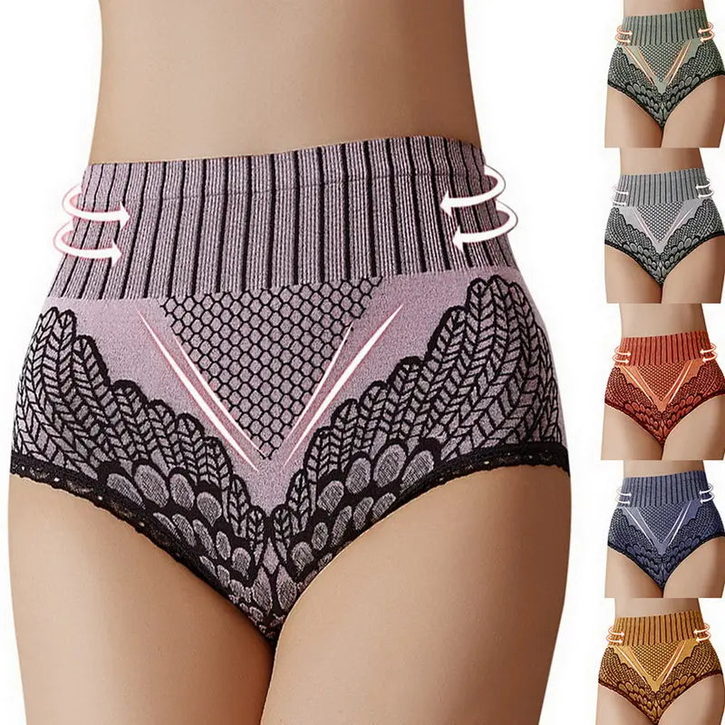 【6 sztuk】Damskie majtki modelujące brzuch z wysokim stanem 