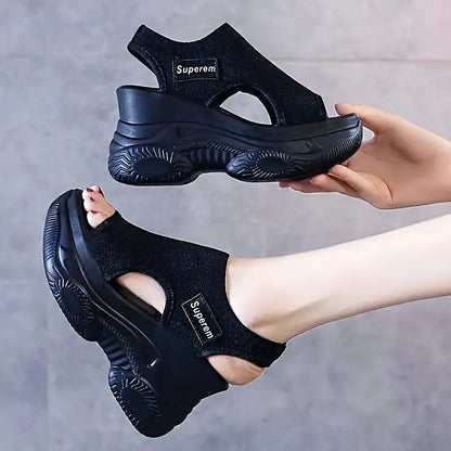 👞【34-42】2024 popularne sandały sportowe na grubym obcasie z plecionej tkaniny Fly 
