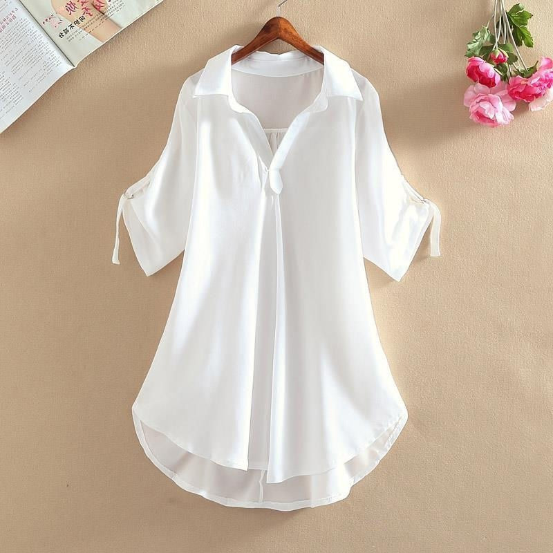 🔥【70% ZNIŻKI】【Kup 1, a 2 dostaniesz gratis】【M-4XL】2024 Damska luźna koszula w jednolitym kolorze w dużych rozmiarach 