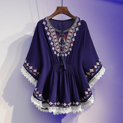 【Kup 1, a 2 dostaniesz gratis】[S~5XL] Top z haftem w dużych rozmiarach dla kobiet Nowe letnie topy 