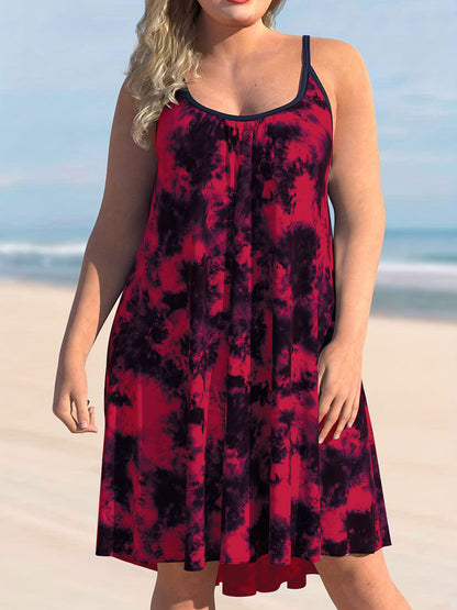 L-6XL-2024 Rochie larga tip tuba cu imprimeu cu curea