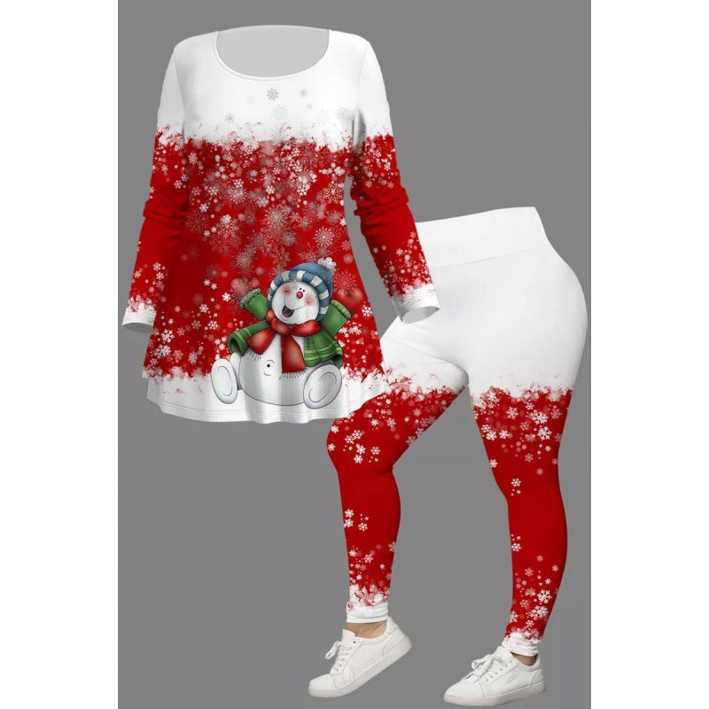 [L-5XL]Bożonarodzeniowy kreatywny 3D cyfrowy druk swobodny luźny okrągły dekolt damski garnitur