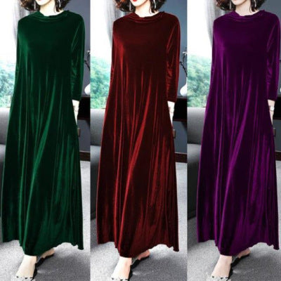 【M-4XL】Elegancka, złota aksamitna sukienka emanująca eleganckim urokiem od wewnątrz! 